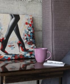 OEFE 1275 red high heels canvas schilderij b