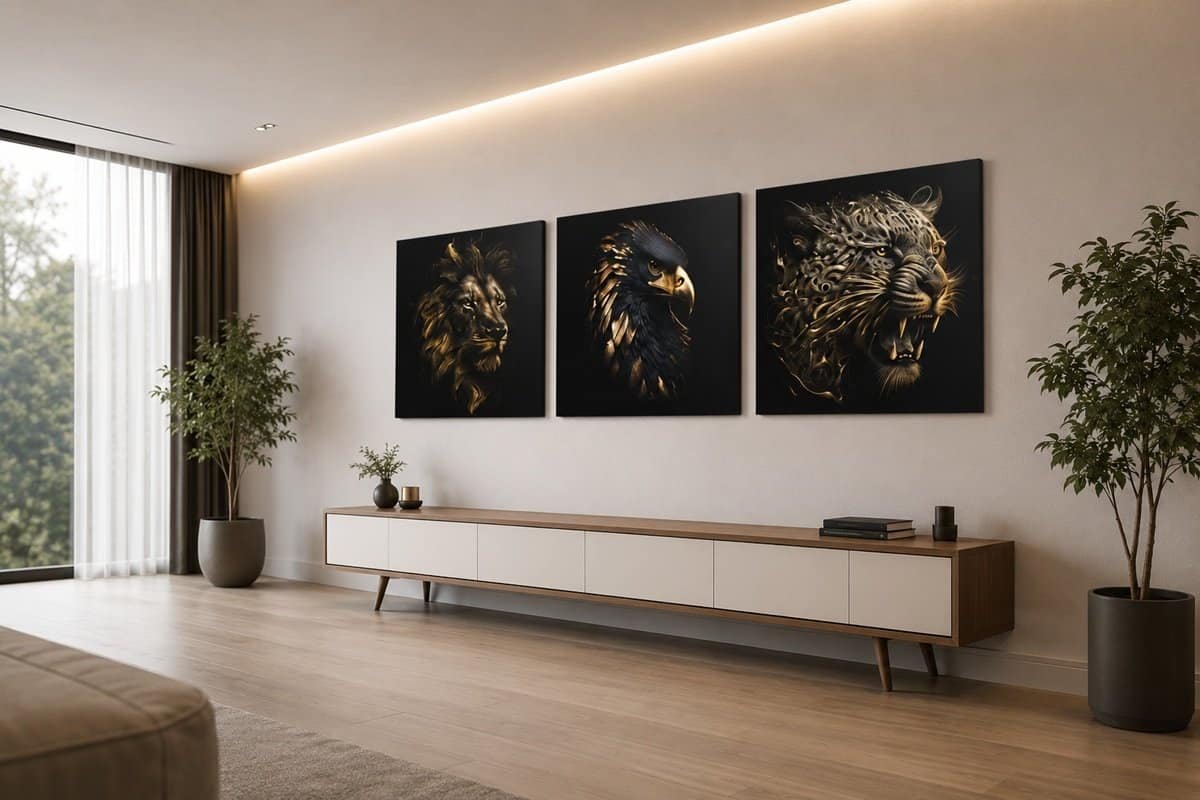 Wilde Dieren Drieluik Schilderijen - Afbeelding 3