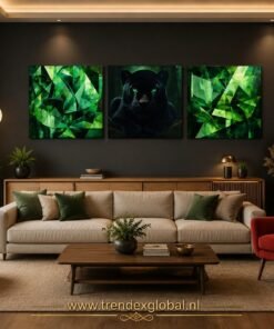 Panter Drieluik Schilderij