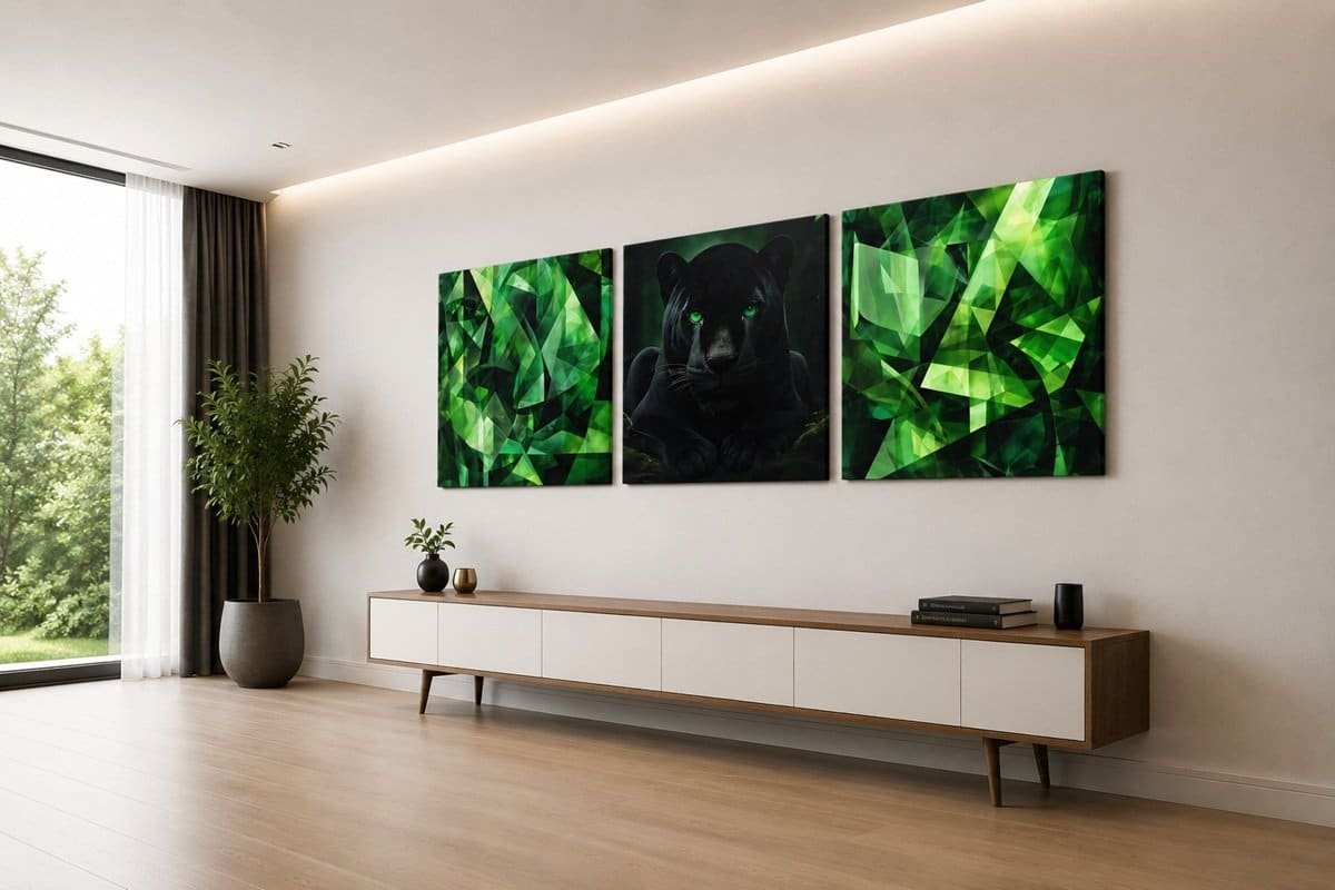 Panter Drieluik Schilderij - Afbeelding 3