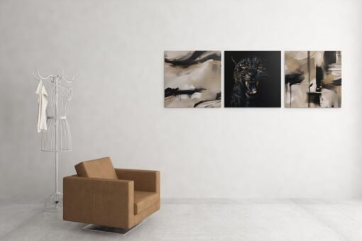 OLIVA 1004 luipaard drieluik schilderij c