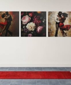 Bloemen en Dans Drieluik Schilderij