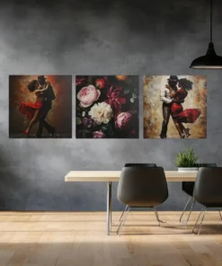 OLIVA 1008 bloem en dans drieluik schilderij j