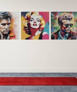 Marilyn Elvis en James Dean Drieluik Schilderij