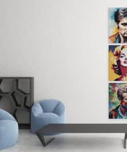 Alternative view of Marilyn Elvis en James Dean Drieluik Schilderij