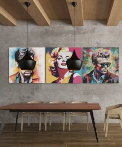 Marilyn Elvis en James Dean Drieluik Schilderij - Afbeelding 3