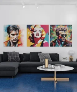 Marilyn Elvis en James Dean Drieluik Schilderij - Afbeelding 7