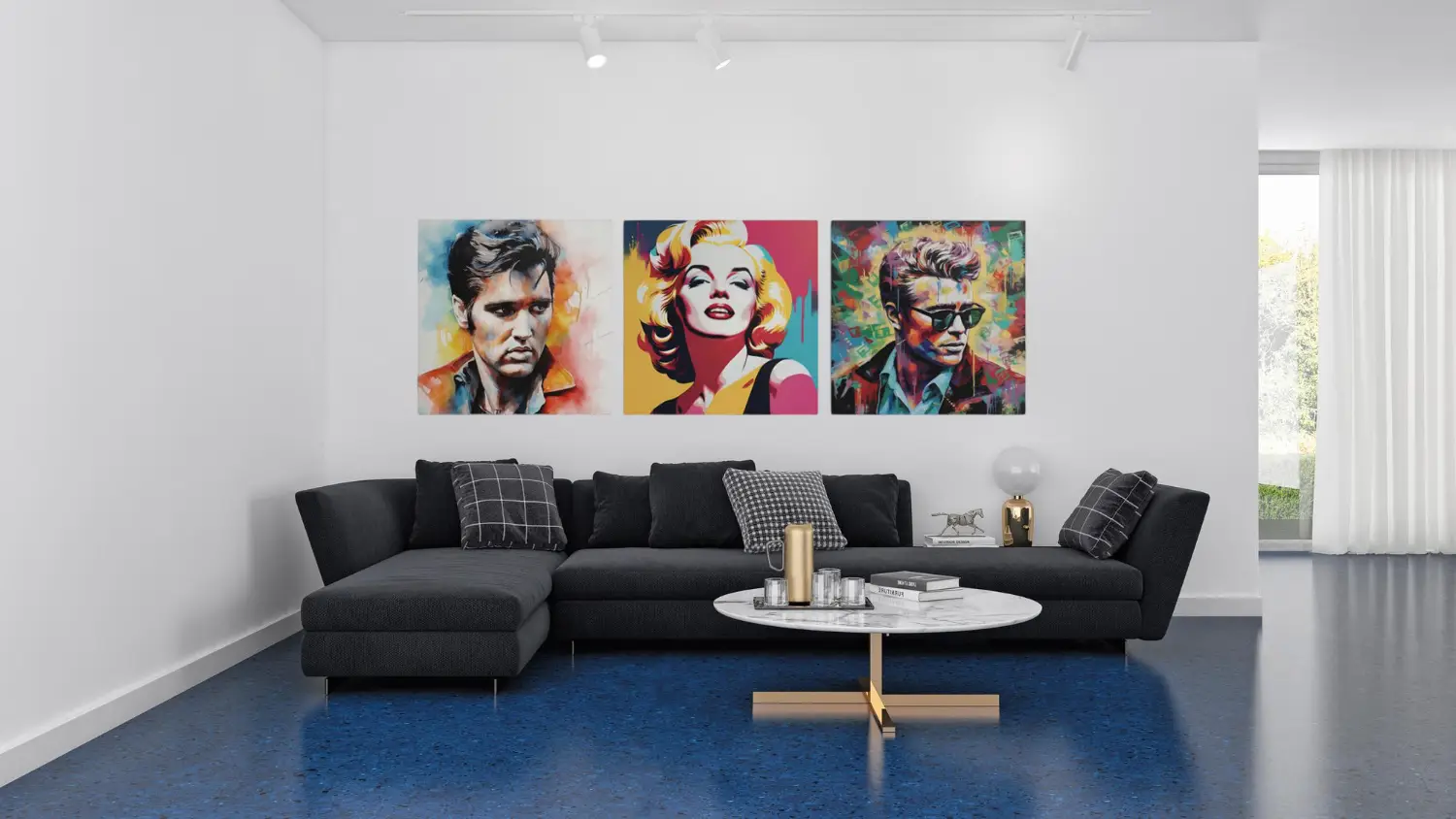 Marilyn Elvis en James Dean Drieluik Schilderij - Afbeelding 7