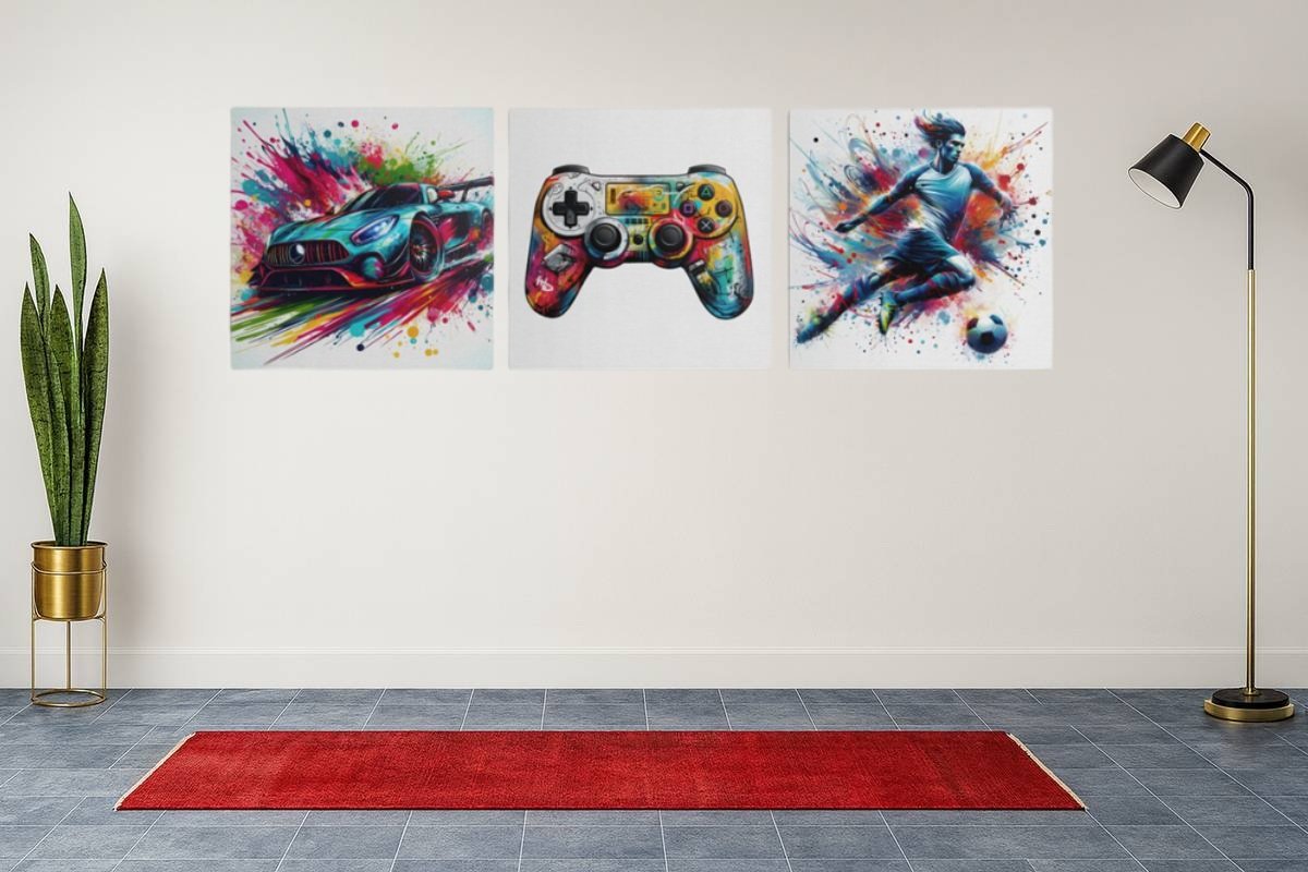 Drieluik Canvas Schilderij Gaming Thema