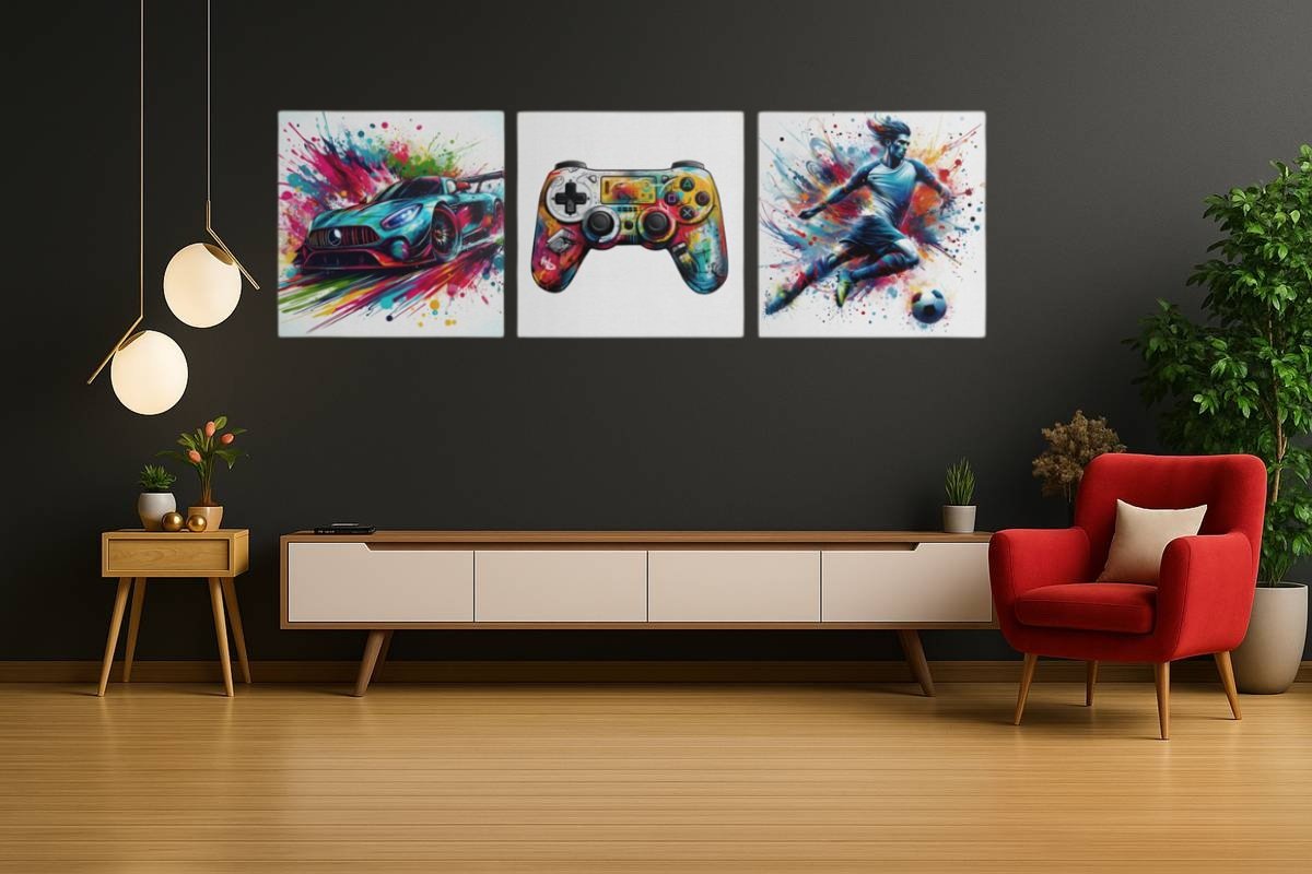 Drieluik Canvas Schilderij Gaming Thema - Afbeelding 5