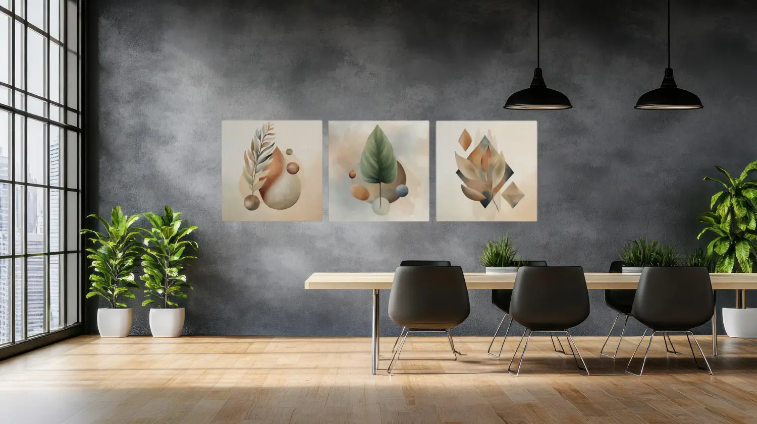 Drieluik Schilderij Abstract Modern - Afbeelding 4