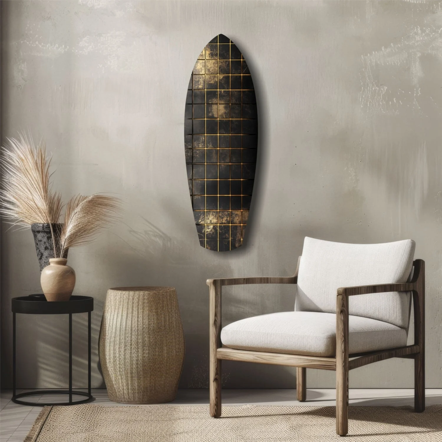 ksrf 1004 e gouden surfboard glasschilderij