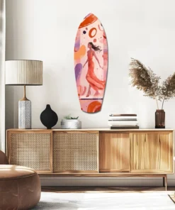 ksrf 1009 a vrouw met jurk surfboard glasschilderij
