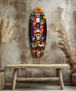 Schedel Surfboard Glasschilderij - Afbeelding 3