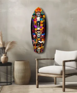 Schedel Surfboard Glasschilderij - Afbeelding 5