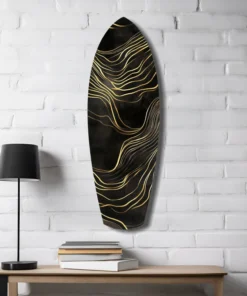 ksrf 1013 d golven goud surfboard glasschilderij