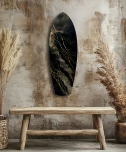 ksrf 1015 c goud en zwart surfboard glasschilderij