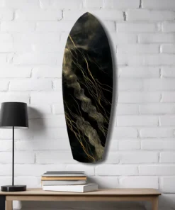 ksrf 1015 d goud en zwart surfboard glasschilderij