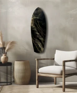 ksrf 1015 e goud en zwart surfboard glasschilderij