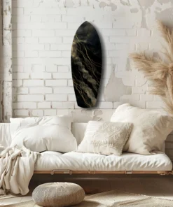ksrf 1015 f goud en zwart surfboard glasschilderij