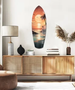 Zonsondergang Surfboard Glasschilderij - Afbeelding 10