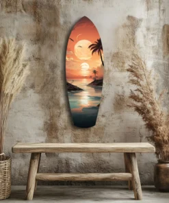 Zonsondergang Surfboard Glasschilderij - Afbeelding 9