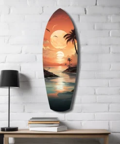Zonsondergang Surfboard Glasschilderij - Afbeelding 8
