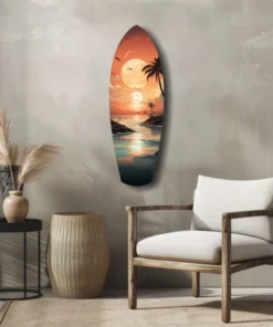 Zonsondergang Surfboard Glasschilderij - Afbeelding 7