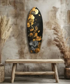 ksrf 2054 c gouden bloem surfboard glasschilderij