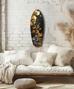 ksrf 2054 f gouden bloem surfboard glasschilderij