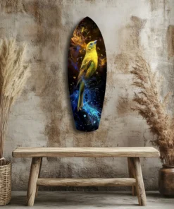 ksrf 2057 c gele vogel surfboard glasschilderij