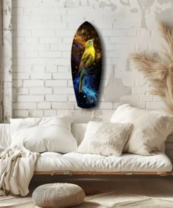 ksrf 2057 f gele vogel surfboard glasschilderij