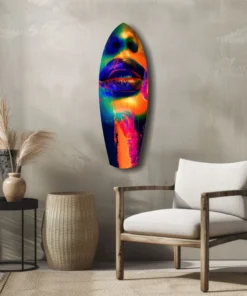 ksrf 2085 e kleurrijke lippen v6 surfboard glasschilderij