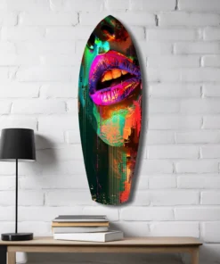 ksrf 2090 d lippen kleurrijk surfboard glasschilderij