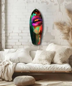 ksrf 2090 f lippen kleurrijk surfboard glasschilderij