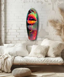 ksrf 2092 f kleurrijke lippen surfboard glasschilderij