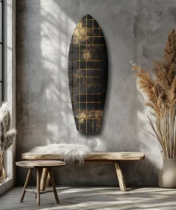 srf 1004 a gouden surfboard glasschilderij