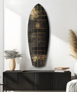 srf 1004 d gouden surfboard glasschilderij
