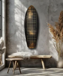 srf 1005 a goud surfboard glasschilderij