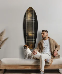 srf 1005 c goud surfboard glasschilderij