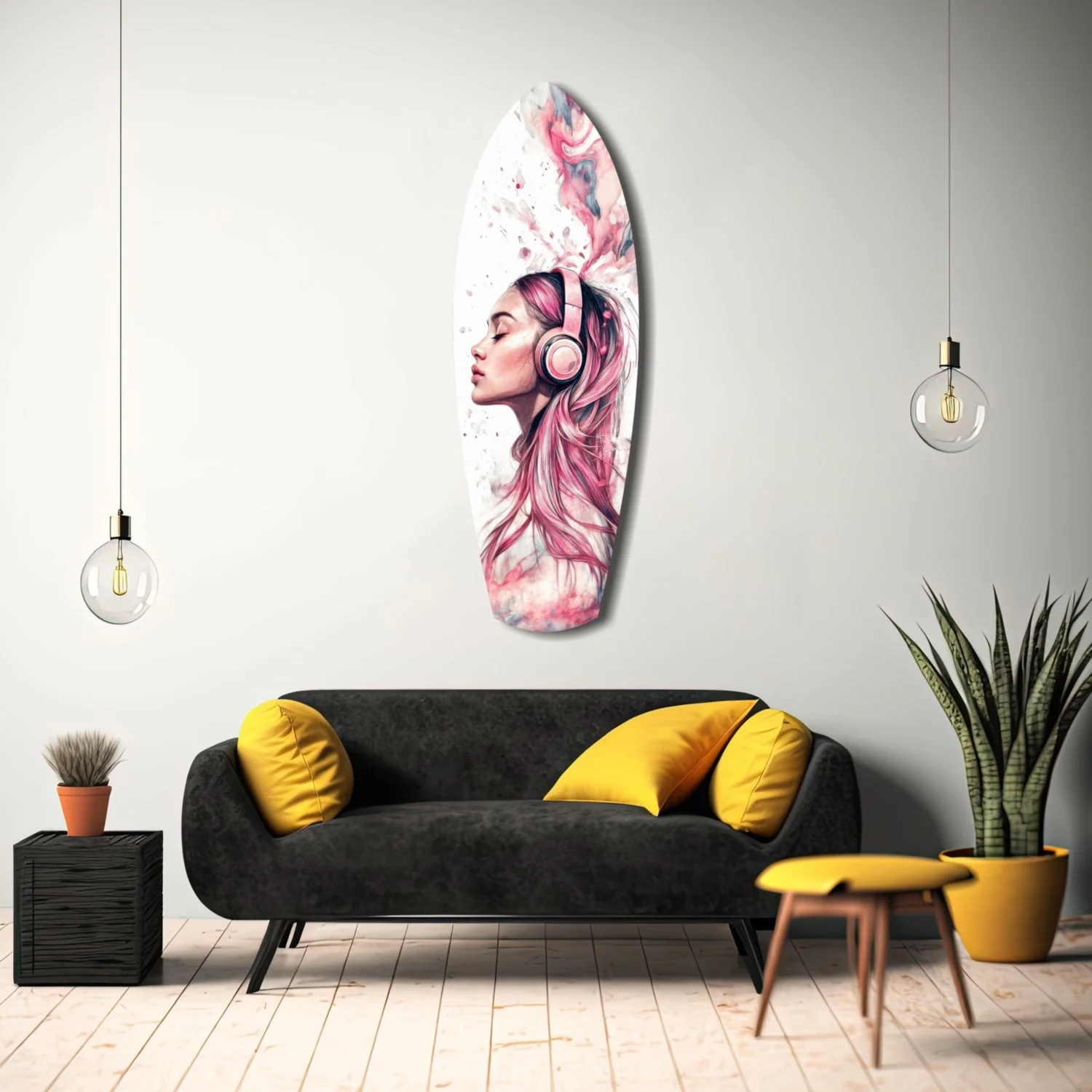 srf 1007 f dreamwave beats surfboard glasschilderij