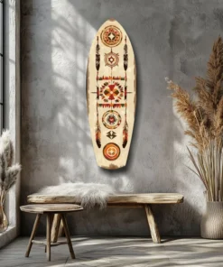 Aztech Patronen Surfboard Glasschilderij - Afbeelding 5
