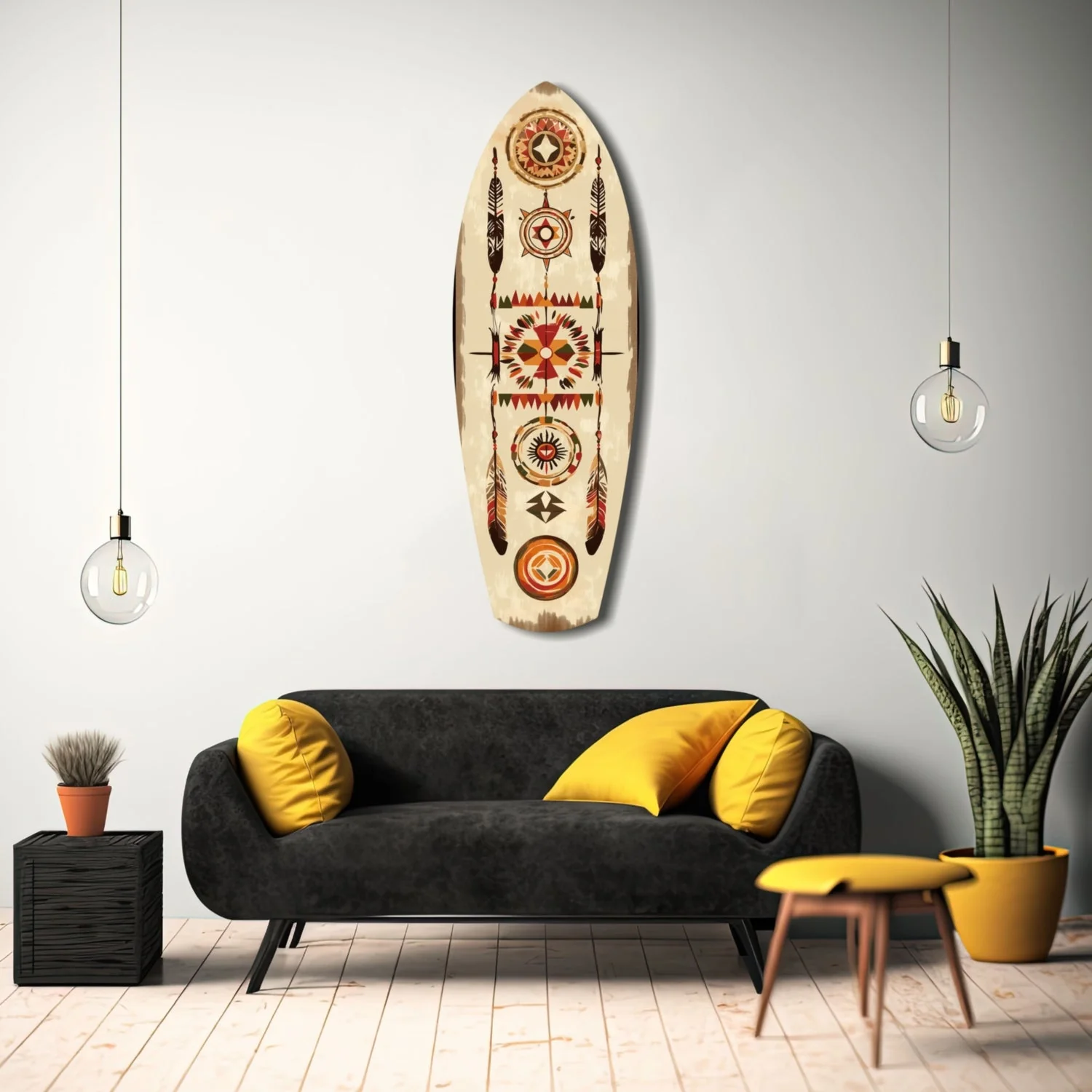 srf 1008 f aztech patronen surfboard glasschilderij
