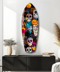 srf 1010 d schedels surfboard glasschilderij