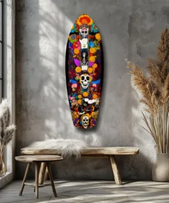 Schedel Surfboard Glasschilderij - Afbeelding 7