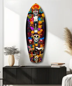 Schedel Surfboard Glasschilderij - Afbeelding 9