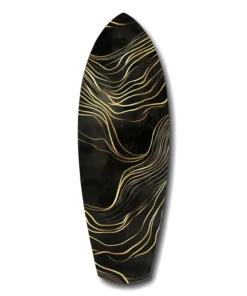 Golven Goud Surfboard Glasschilderij