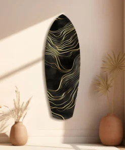 srf 1013 e golven goud surfboard glasschilderij