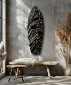 srf 1014 a gouden lijnen surfboard glasschilderij