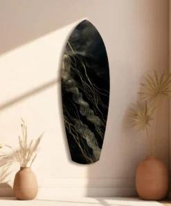 srf 1015 e goud en zwart surfboard glasschilderij
